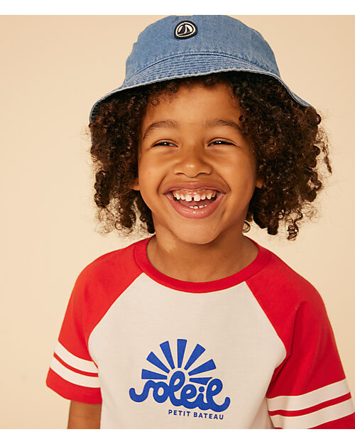 Petit Bateau Light Jersey T-shirt - Hearts - White Avalanche and Red - 100% Cotton T-shirts