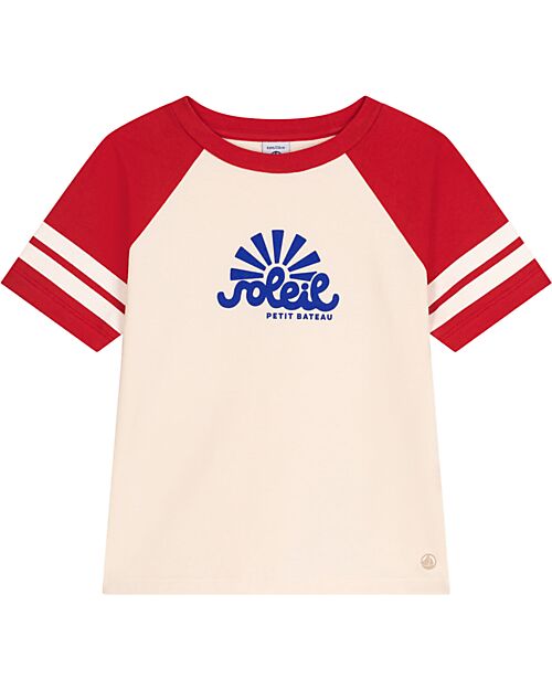 Petit Bateau Light Jersey T-shirt - Hearts - White Avalanche and Red - 100% Cotton T-shirts