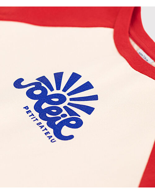 Petit Bateau Light Jersey T-shirt - Hearts - White Avalanche and Red - 100% Cotton T-shirts