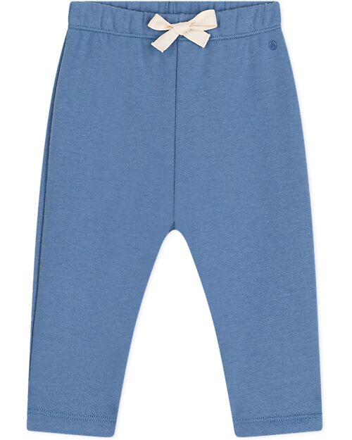 Petit Bateau Long Pants with Drawstring - Light Blue - 100% Cotton Trousers