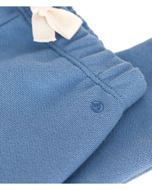 Petit Bateau Long Pants with Drawstring - Light Blue - 100% Cotton Trousers
