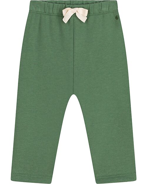 Petit Bateau Long Pants with Drawstring - Palmeraie Green - 100% Cotton Trousers