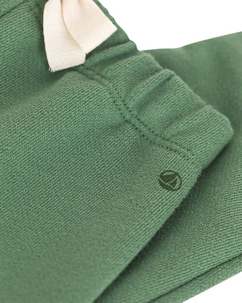 Petit Bateau Long Pants with Drawstring - Palmeraie Green - 100% Cotton Trousers