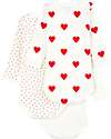 Petit Bateau Long Sleeve Body - 3 Pack - White with Heart Pattern/White - 100 % Cotton Long Sleeves Bodies