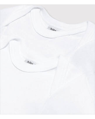 Petit Bateau Long Sleeve Body - Pack of 2 - White - 100% Organic Cotton Long Sleeves Bodies