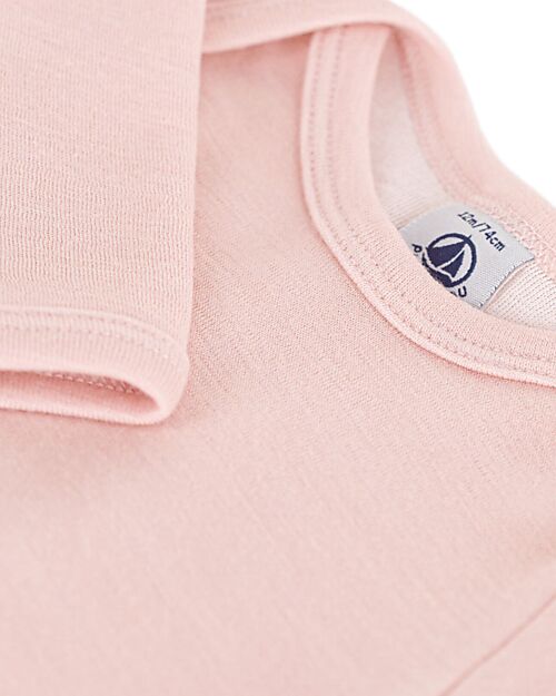 Petit Bateau Long Sleeve Bodysuit - Pink - 100% Cotton Long Sleeves Bodies