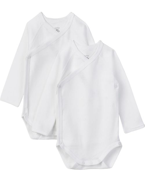 Petit Bateau Long Sleeve Kimono Body - Pack of 2 - White - 100% Cotton Long Sleeves Bodies