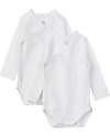 Petit Bateau Long Sleeve Kimono Body - Pack of 2 - White - 100% Cotton Long Sleeves Bodies