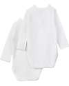 Petit Bateau Long Sleeve Kimono Body - Pack of 2 - White - 100% Cotton Long Sleeves Bodies