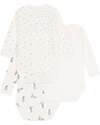 Petit Bateau Long Sleeve Kimono Body - Pack of 3 - White/Stars/Bunny - 100% Organic Cotton Long Sleeves Bodies