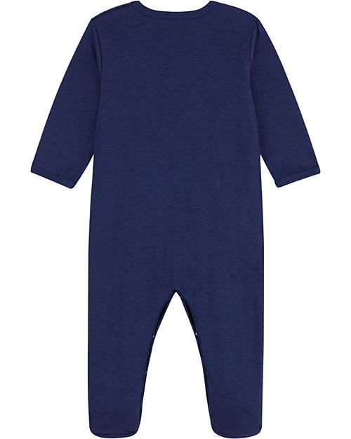 Petit Bateau Long Sleeve Onesie - Blue - 100% Organic Cotton Babygrows