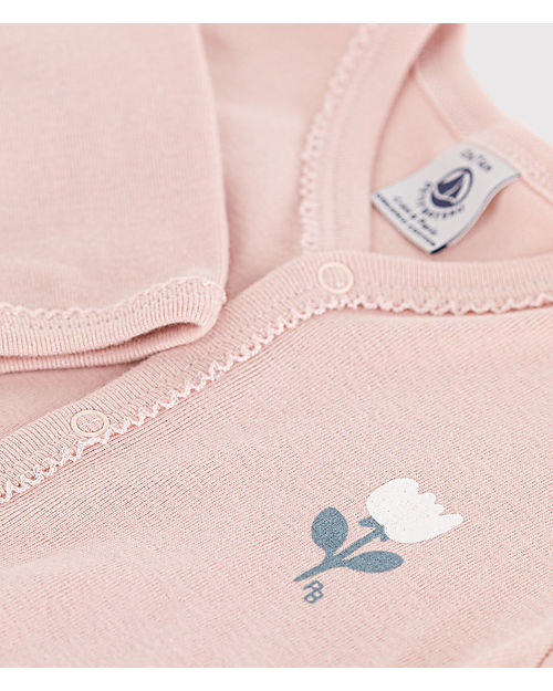 Petit Bateau Long Sleeve Onesie - Pink - 100% Organic Cotton Babygrows