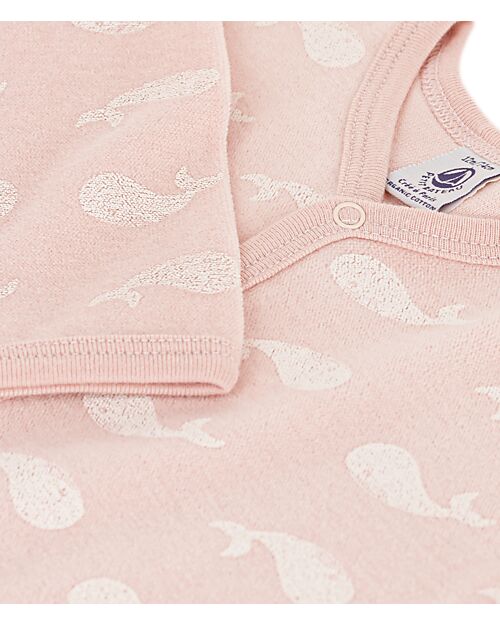 Petit Bateau Long Sleeve Pyjama - Pink - Whales - 100% Organic Cotton Babygrows