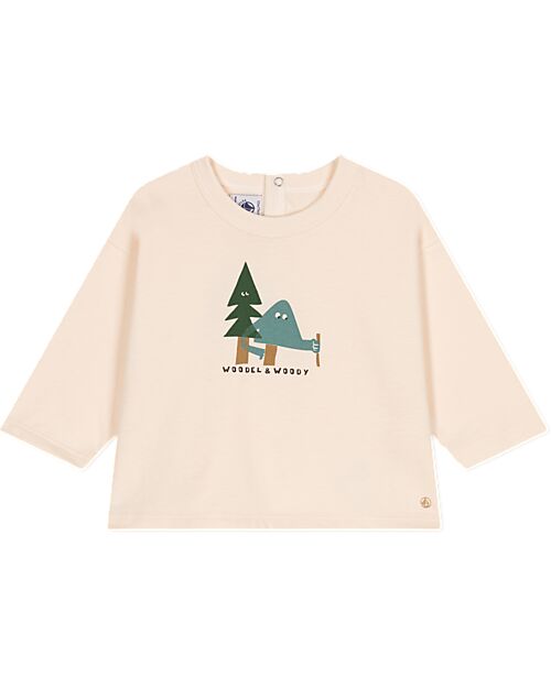 Petit Bateau Long-Sleeve Sweater - White Avalanche - Trees - 100% Cotton Long Sleeves Tops