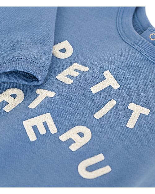 Petit Bateau Long-Sleeve Sweatshirt - Light Blue - Logo - 100% Cotton Sweatshirts