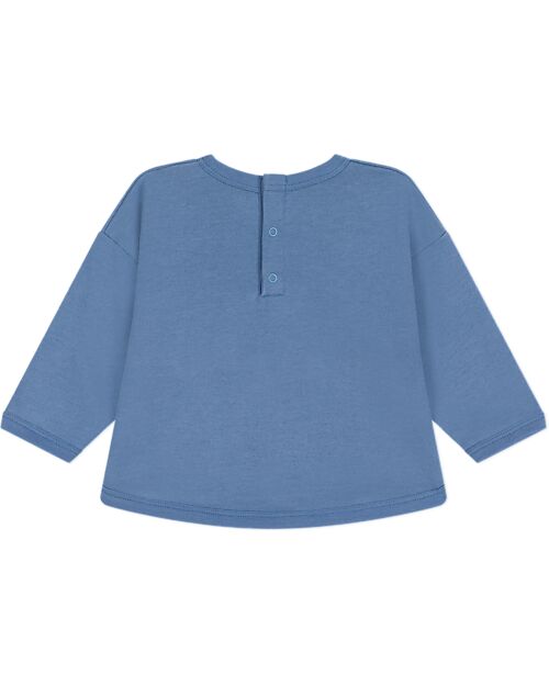 Petit Bateau Long-Sleeve Sweatshirt - Light Blue - Logo - 100% Cotton Sweatshirts