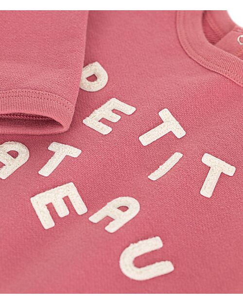 Petit Bateau Long-Sleeve Sweatshirt - Rosewood - Logo - 100% Cotton Sweatshirts