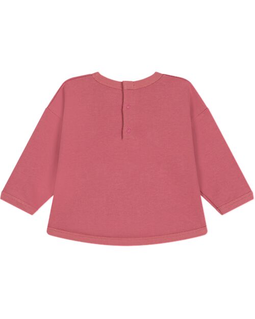 Petit Bateau Long-Sleeve Sweatshirt - Rosewood - Logo - 100% Cotton Sweatshirts