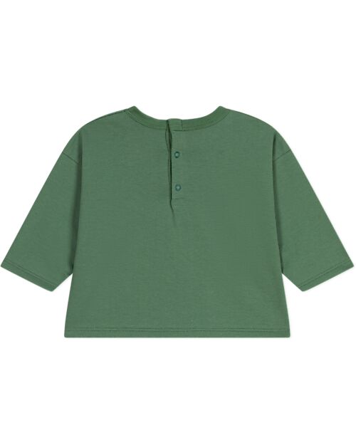 Petit Bateau Long-Sleeve Thin Jersey Sweatshirt - Green - Raccoon - 100% Cotton Sweatshirts
