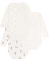 Petit Bateau Long Sleeve Wrap Bodysuit - Pack of 3 - Rabbit - White - 100% Organic Cotton Long Sleeves Bodies
