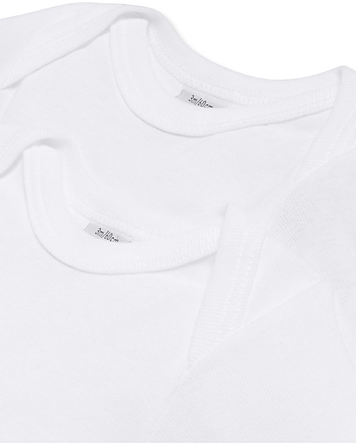 Petit Bateau Long Sleeved Bodysuit, 2-pack - White  - 100% Cotton Long Sleeves Bodies