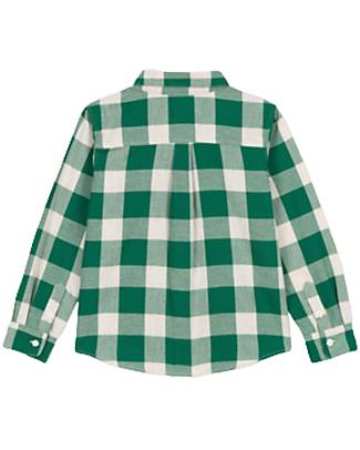 Petit Bateau Long sleeved checkered shirt - Green/Avalanche White Shirts And Blouses