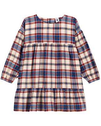 Petit Bateau Long-Sleeved Flannel Dress - Checked Pattern Dresses_