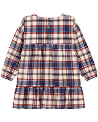 Petit Bateau Long-Sleeved Flannel Dress - Checked Pattern Dresses_