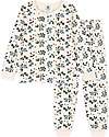 Petit Bateau Long-Sleeved Fleece Pajamas with Flower Pattern - Avalanche White/Multico - 100% Cotton Pyjamas