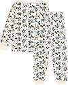 Petit Bateau Long-Sleeved Fleece Pajamas with Flower Pattern - Avalanche White/Multico - 100% Cotton Pyjamas