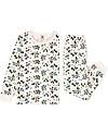 Petit Bateau Long-Sleeved Fleece Pajamas with Flower Pattern - Avalanche White/Multico - 100% Cotton Pyjamas