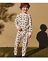 Petit Bateau Long-Sleeved Fleece Pajamas with Flower Pattern - Avalanche White/Multico - 100% Cotton Pyjamas