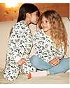 Petit Bateau Long-Sleeved Fleece Pajamas with Flower Pattern - Avalanche White/Multico - 100% Cotton Pyjamas