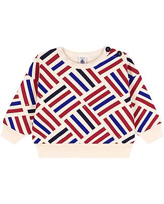 Petit Bateau Long-Sleeved Fleece Sweatshirts - White Avalanche/Multicolor Sweatshirts