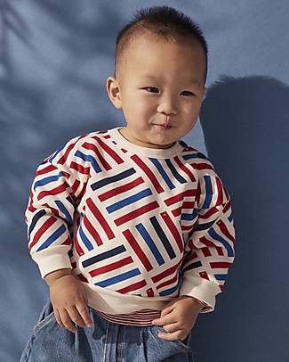 Petit Bateau Long-Sleeved Fleece Sweatshirts - White Avalanche/Multicolor Sweatshirts