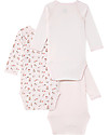 Petit Bateau Long-Sleeved Kimono Bodysuits (Set of 3), Various Colours - 100% Cotton Short Rompers