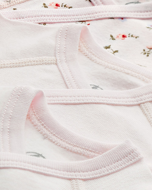 Petit Bateau Long-Sleeved Kimono Bodysuits (Set of 3), Various Colours - 100% Cotton Short Rompers