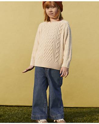 Petit Bateau Long- Sleeved Sweater - Avalanche White - Wool and Cotton Jumpers
