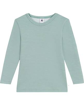 Petit Bateau Long-sleeved T-Shirt - Unisex Child - Green - Wool and Cotton T-shirts