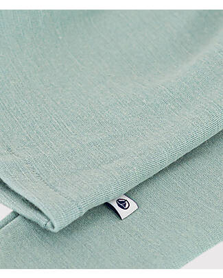 Petit Bateau Long-sleeved T-Shirt - Unisex Child - Green - Wool and Cotton T-shirts