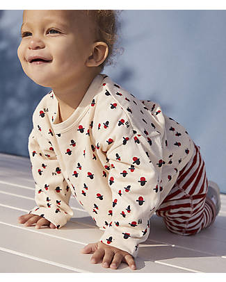 Petit Bateau Long-Sleeved T-shirt- with Geometric Pattern - Avalanche White/Multicolor - Cotton Tubique - Even softer! Long Sleeves Tops