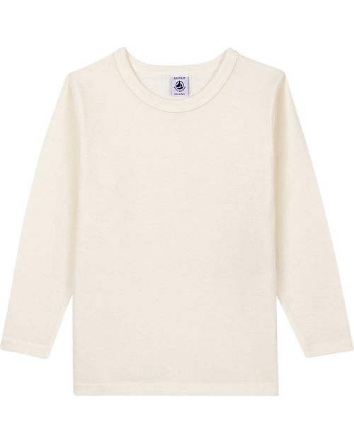 Petit Bateau Long Sleeved T-Shirts - Ecru - Wool and Cotton Long Sleeves Tops