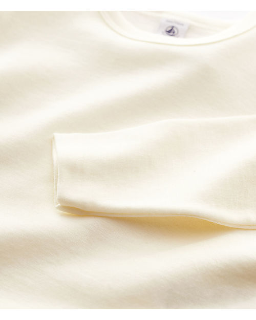 Petit Bateau Long Sleeved T-Shirts - Ecru - Wool and Cotton Long Sleeves Tops