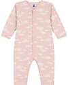 Petit Bateau Long Sleeves Romper - No Feet - Clouds - Pink - 100% Organic Cotton Babygrows