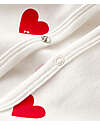 Petit Bateau Long Sleeves Romper - with Feet - White with Hearts - 100% Organic Cotton Babygrows