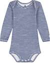 Petit Bateau Long Sleveed Bodysuit - Striped Blue - Wool and Organic Cotton Long Sleeves Bodies