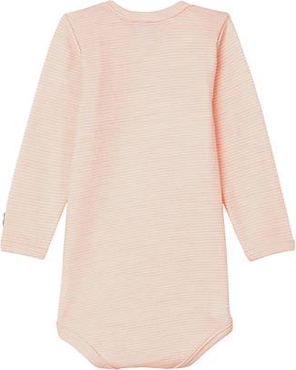 Petit Bateau Long-Sleveed Bodysuit - Striped Pink - Wool and Organic Cotton Long Sleeves Bodies
