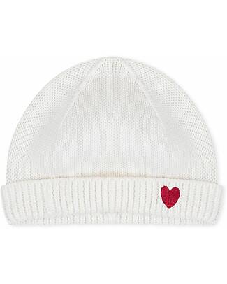 Petit Bateau Newborn Cotton Hat - White - Heart Newborn Hats