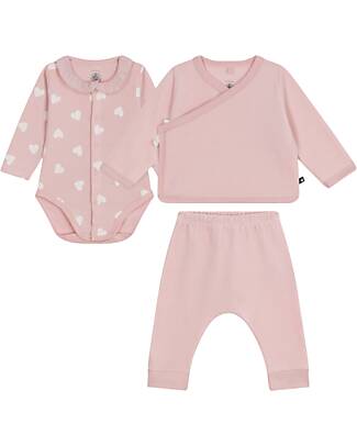 Petit Bateau Newborn Gift Set - Cardigan, Bodysuit and Pants - Pink - 100% Cotton Sets And Co-Ords