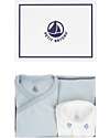 Petit Bateau Newborn Gift Set - Cardigan, Bodysuit and Pants - White and Light Blue - 100% Cotton Sets And Co-Ords
